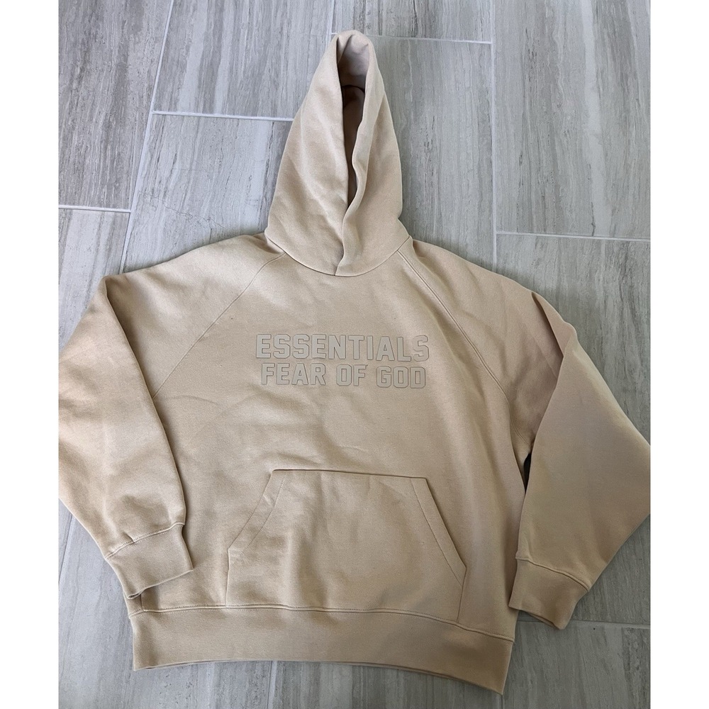 NEW Essentials Fear Of God Pullover Hoodie Sand Beige Size S
